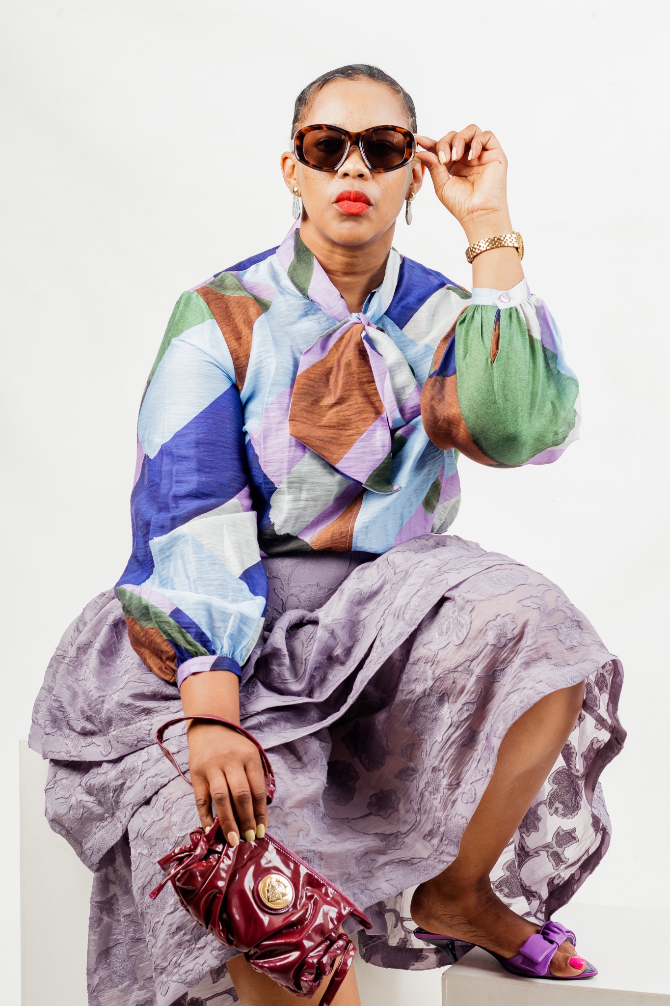 Mphathi in a colourful editorial portrait